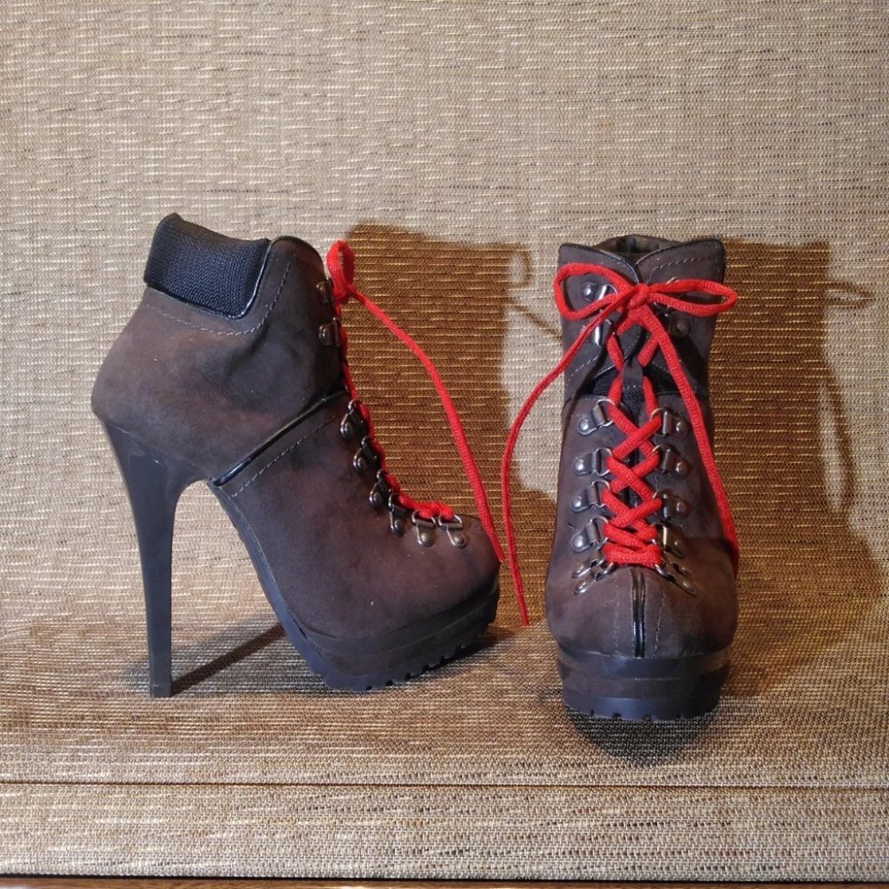 High heel hiking boots